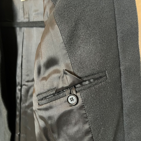 BYBLOS Rare Vintage Black Knee Length Zip Front Overcoat with Tunic Style Collar - Picture 10 of 12